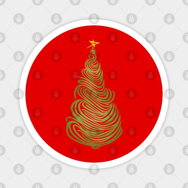 Swirly Christmas Tree Magnet by ArtFactoryAI